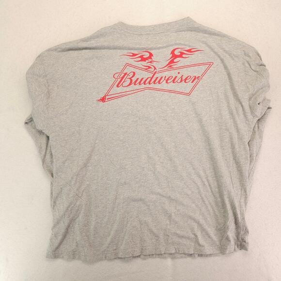 Budweiser Long Sleeve Crew Neck Graphic T Shirt Mens Size Large L Gray - Picture 10 of 10